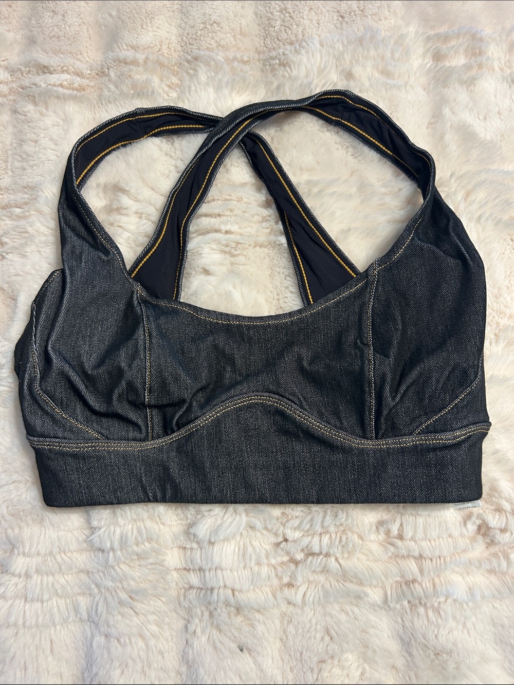 Halara Denim-Look Supportive Sports Bra - Black